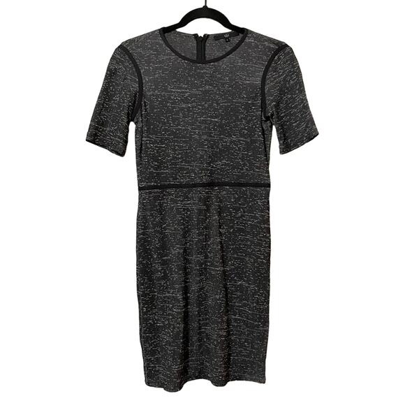 Tibi Grey & Black Short Sleeve Dark Academia Sheath Dress Womens 0 Mini Classy - Picture 1 of 10